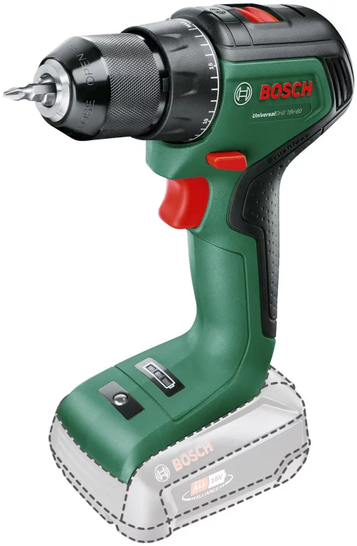 Шурупокрут-дриль акумуляторний Bosch UniversalDrill 18V-60 18В 60Нм 0-500·0-1900об/хв без АКБ та ЗП 1.3кг