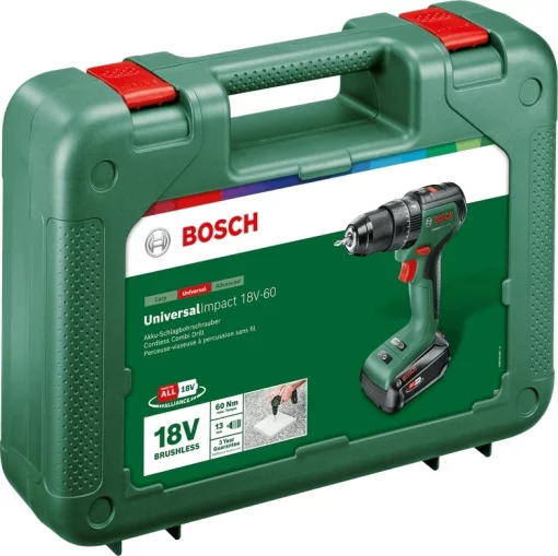 Шурупокрут-дриль акумуляторний Bosch UniversalImpact 18V-60 18В 1х2А·год 60Нм 0-500·0-1900об/хв кейс ЗП 1.3кг