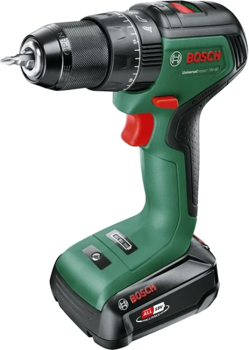 Шурупокрут-дриль акумуляторний Bosch UniversalImpact 18V-60 18В 1х2А·год 60Нм 0-500·0-1900об/хв кейс ЗП 1.3кг