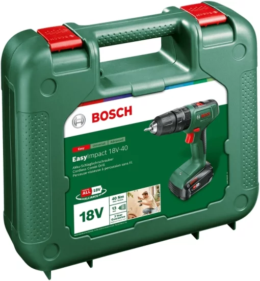 Шурупокрут-дриль акумуляторний Bosch EasyImpact 18V-40 18В 1х2А·год 20·38Нм 0-430·0-1630об/хв кейс ЗП 1.4кг