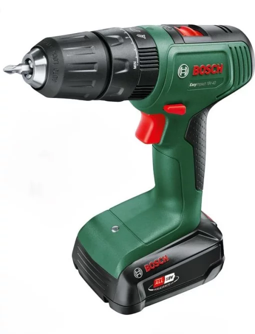 Шурупокрут-дриль акумуляторний Bosch EasyImpact 18V-40 18В 2х2А·год 20·38Нм 0-430·0-1630об/хв кейс ЗП набір 34шт (АС Xline) 1.4кг