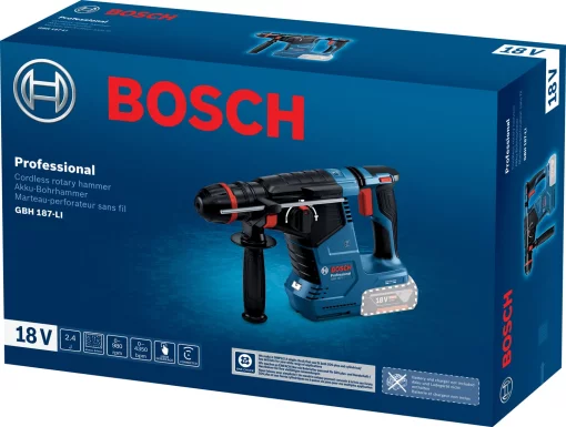 Перфоратор акумуляторний Bosch Professional GBH 187-LI SDS-plus 18В 2.4Дж 3кг без АКБ та ЗП