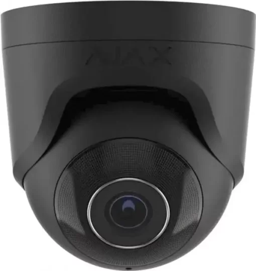 IP-Камера дротова Ajax TurretCam, 5мп, 2.8мм, Poe, True WDR, IP 65, ІЧ 35м, аудіо, кут огляду 100° до 110°, купольна, чорна