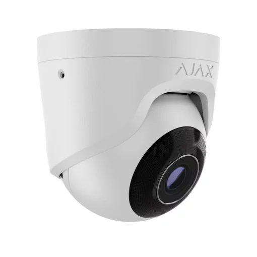 IP-Камера дротова Ajax TurretCam, 8мп, 4мм, Poe, True WDR, IP 65, ІЧ 35м, аудіо, кут огляду 75°до 85°, купольна, біла