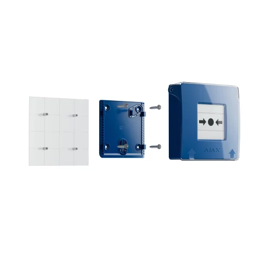 Бездротова настінна кнопка для активації пожежної тривоги вручну для житлових об'єктів Ajax Manual Call Point, jeweller, бездротовий, синій