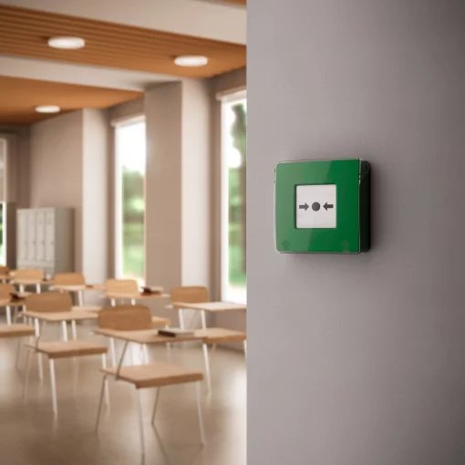 Бездротова настінна кнопка для активації пожежної тривоги вручну для житлових об'єктів Ajax Manual Call Point, jeweller, бездротовий, зелений