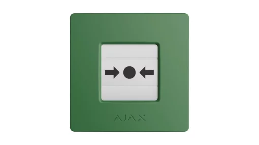 Бездротова настінна кнопка для активації пожежної тривоги вручну для житлових об'єктів Ajax Manual Call Point, jeweller, бездротовий, зелений