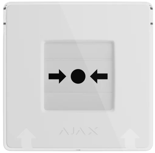 Бездротова настінна кнопка для активації пожежної тривоги вручну для житлових об'єктів Ajax Manual Call Point, jeweller, бездротовий, білий