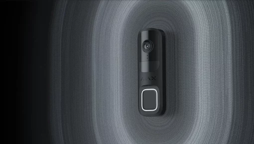 Відеодзвінок Ajax Doorbell, універсальне встановлення, 4 мп, 155° вертикальний 90° горизонтальний, іч 6м, дальнісь виявлення руху 4м, штучний інтелект, wi-fi, чорний