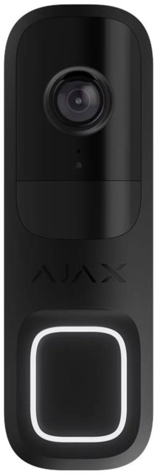 Відеодзвінок Ajax Doorbell, універсальне встановлення, 4 мп, 155° вертикальний 90° горизонтальний, іч 6м, дальнісь виявлення руху 4м, штучний інтелект, wi-fi, чорний