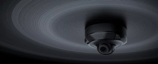 IP-Камера дротова Ajax DomeCam Mini HL black, 5мп, 2.8мм, гібридне підсвічування IR 15м, білий Led 15м, Poe, True WDR, IP 65, ІЧ 15м, аудіо, кут огляду 100° до 110°, міні купольна, чорна