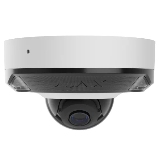 IP-Камера дротова Ajax DomeCam Mini HL white, 5мп, 4мм, гібридне підсвічування IR 15м, білий Led 15м, Poe, True WDR, IP 65, ІЧ 15м, аудіо, кут огляду 75° до 85°, міні купольна, біла