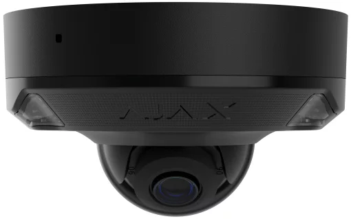 IP-Камера дротова Ajax DomeCam Mini HL black, 5мп, 4мм, гібридне підсвічування IR 15м, білий Led 15м, Poe, True WDR, IP 65, ІЧ 15м, аудіо, кут огляду 75° до 85°, міні купольна, чорна