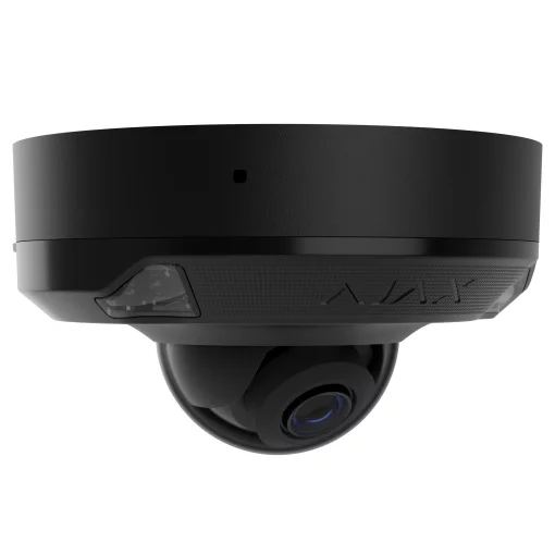 IP-Камера дротова Ajax DomeCam Mini HL black, 5мп, 4мм, гібридне підсвічування IR 15м, білий Led 15м, Poe, True WDR, IP 65, ІЧ 15м, аудіо, кут огляду 75° до 85°, міні купольна, чорна
