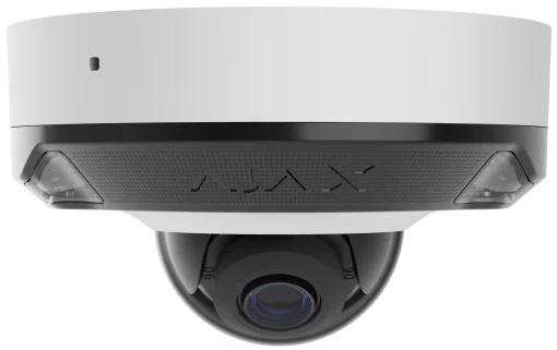 IP-Камера дротова Ajax DomeCam Mini HL white, 8мп, 2.8мм, гібридне підсвічування IR 15м, білий Led 15м, Poe, True WDR, IP 65, ІЧ 15м, аудіо, кут огляду 100° до 110°, міні купольна, біла