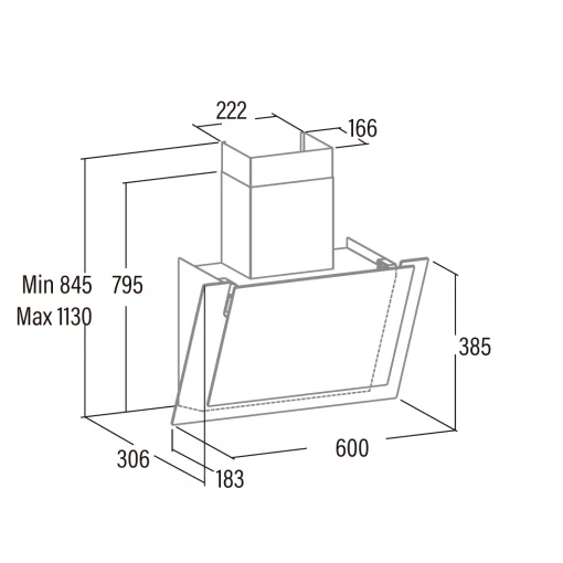 Витяжка Cata похила, 60см, 900м.куб/год, Valto 600 xgwh, білий