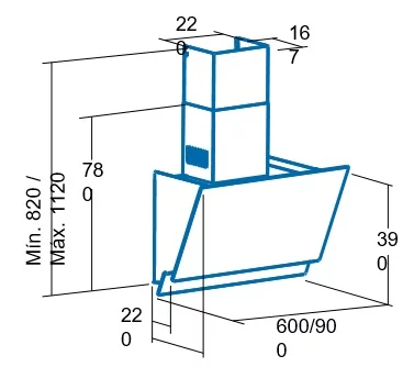 Витяжка Cata похила, 90см, 1000м.куб/год, Juno 900 xgwh, білий