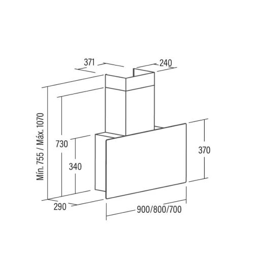 Витяжка похила Cata&Can Roca, 70см, 1400м.куб/год, Greco 70 bk, чорний