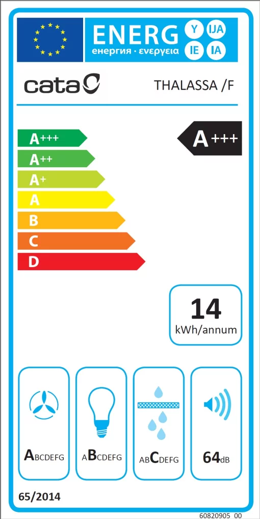 Витяжка похила Cata, 80см, 1350м.куб/год, Thalassa 800 xgwh, білий