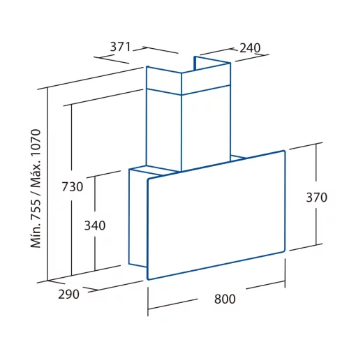 Витяжка похила Cata&Can Roca, 80см, 1400м.куб/год, Greco 80 gr, сірий