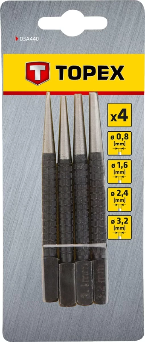 Добійник TOPEX, 0.8-3.2мм, набір 4шт