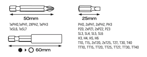 Викрутка Neo Tools акумуляторна, micro-USB, 3.6В Li-Ion, 800мА·год, 280об·хв, 42 біт, SL,PH,PZ,Torx, кейс
