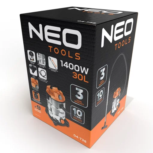 Пилосос професійний Neo Tools 1400Вт 18 кПа контейнер 30л HEPA колеса 5.92кг
