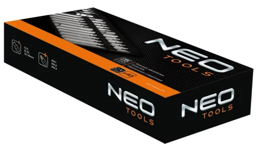 Біти Neo Tools перехідники 2шт, H,M,T, сталь S2, кейс, набір 40шт