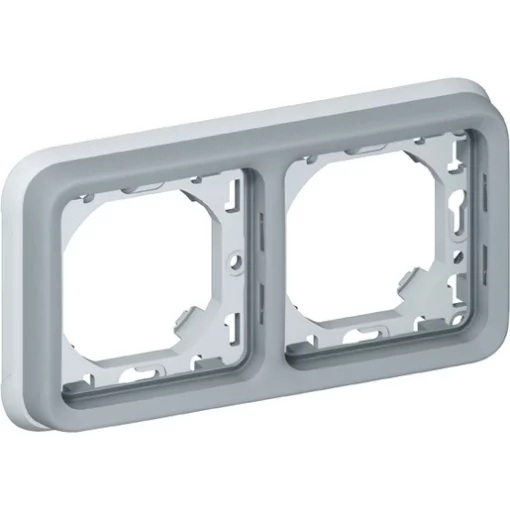 Супорт з рамкою для вбудованого монтажу Legrand Plexo, 2 пости, горизонтальна установка, сірий