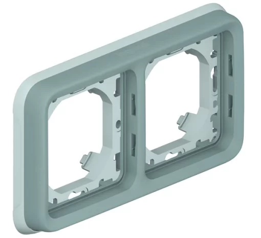 Супорт з рамкою для вбудованого монтажу Legrand Plexo, 2 пости, горизонтальна установка, сірий