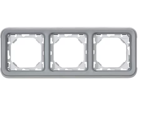 Супорт з рамкою для вбудованого монтажу Legrand Plexo, 3 пости, горизонтальна установка, сірий