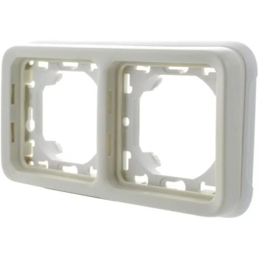 Супорт з рамкою для вбудованого монтажу Legrand Plexo, 2 пости, горизонтальна установка, білий