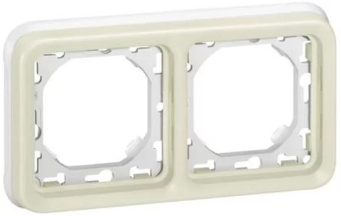 Супорт з рамкою для вбудованого монтажу Legrand Plexo, 2 пости, горизонтальна установка, білий