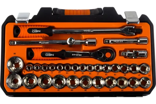 Набір інструментів Neo Tools, набір торцевих головок 1/2", CrV, 33шт