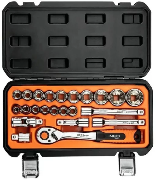 Набір інструментів Neo Tools, Набір торцевих головок 1/2", CrV, 23шт