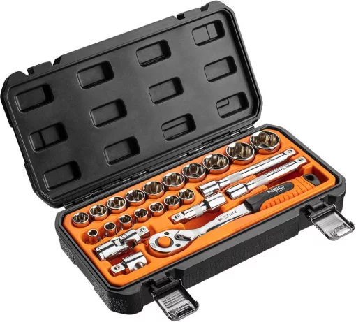 Набір інструментів Neo Tools, Набір торцевих головок 1/2", CrV, 23шт