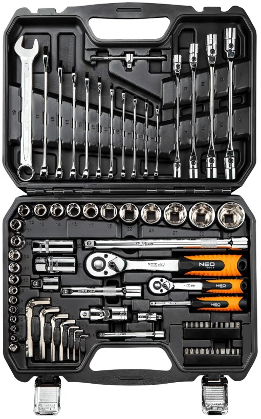 Набір інструментів Neo Tools, 1/2", 1/4", CrV, 77шт