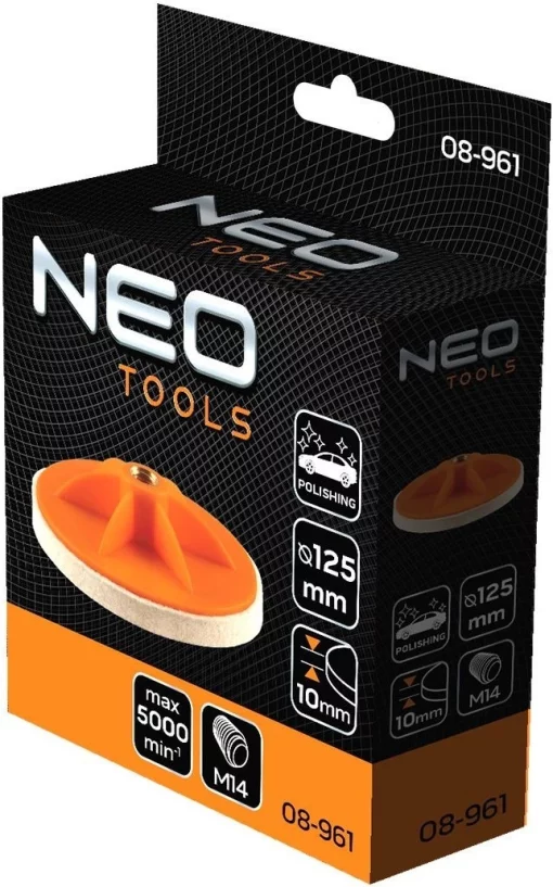 Диск полірувальний Neo Tools, губка середньої твердості, M14, 125x10мм