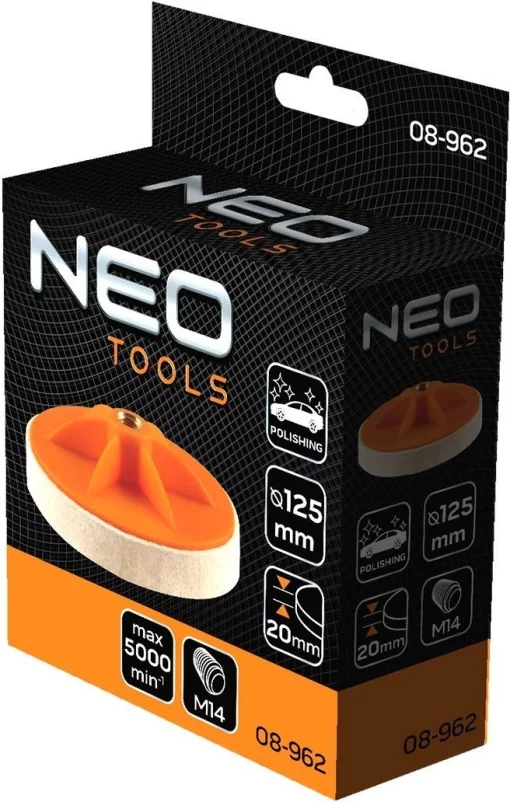 Диск полірувальний Neo Tools, губка середньої твердості, M14, 125x20мм
