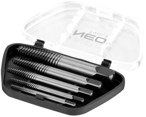 Екстрактори для зламаних гвинтів Neo Tools, для гвинтів М3-18мм, CrMo, футляр, набір 5шт