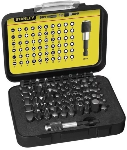 Біти Stanley Expert, 1/4", магнітний бітотримач, SL,PH,PZ,H,T, 25мм, кейс, набір 61шт