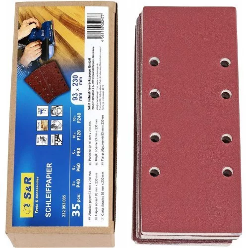 Набір шліфувального паперу для шліфувальних машин S&R 93х185 мм