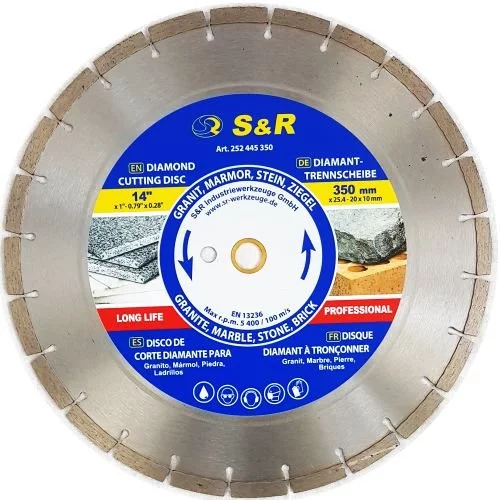 Диск алмазний S&R Meister 350x3x25,4 segment камінь
