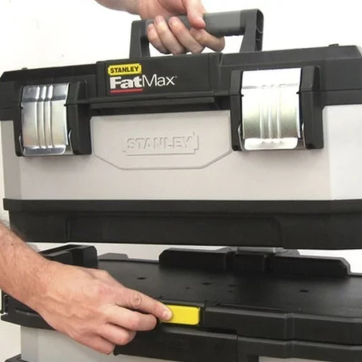 Ящик для інструменту Stanley FatMax Rolling Workshop, на коліщатках, 3 висувні секції, знімний верхній ящик, 89.3х56.8х38.9см, металопластик