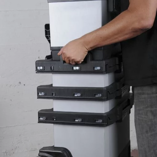 Ящик для інструменту Stanley FatMax Rolling Workshop, на коліщатках, 3 висувні секції, знімний верхній ящик, 89.3х56.8х38.9см, металопластик