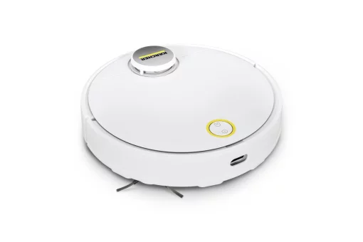 Робот-пилосос Karcher RCV 3, 400Вт, h=9.4см, вологе прибирання, конт пил -0.5л, вода -0.17л, автон. робота до 120хв, вага-3.7кг, НЕРА, білий