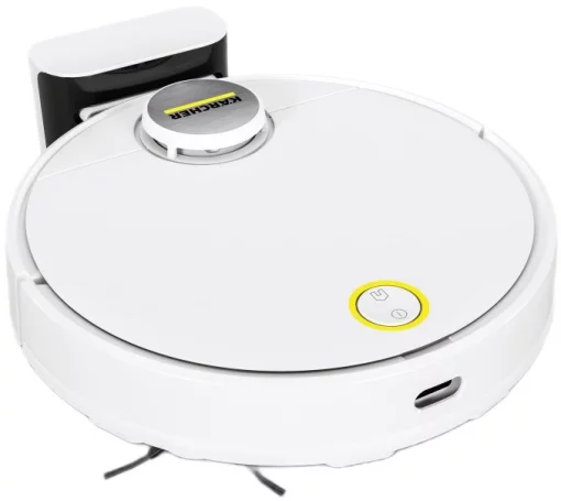 Робот-пилосос Karcher RCV 3, 400Вт, h=9.4см, вологе прибирання, конт пил -0.5л, вода -0.17л, автон. робота до 120хв, вага-3.7кг, НЕРА, білий