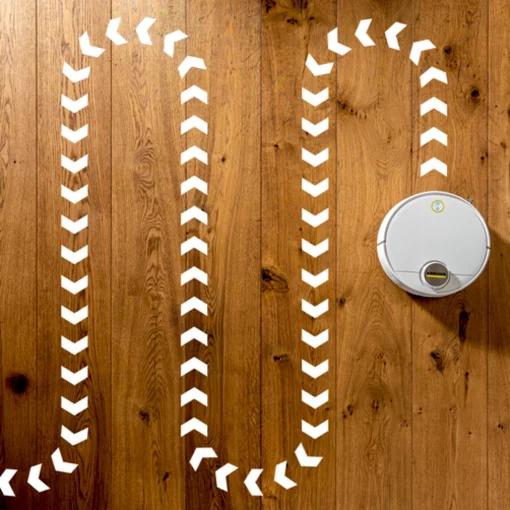 Робот-пилосос Karcher RCV 3, 400Вт, h=9.4см, вологе прибирання, конт пил -0.5л, вода -0.17л, автон. робота до 120хв, вага-3.7кг, НЕРА, білий