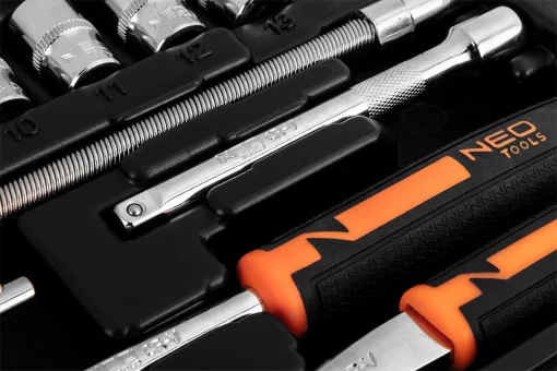 Набір інструментів Neo Tools, набір торцевих головок, 1/4", CrV, кейс, 46шт