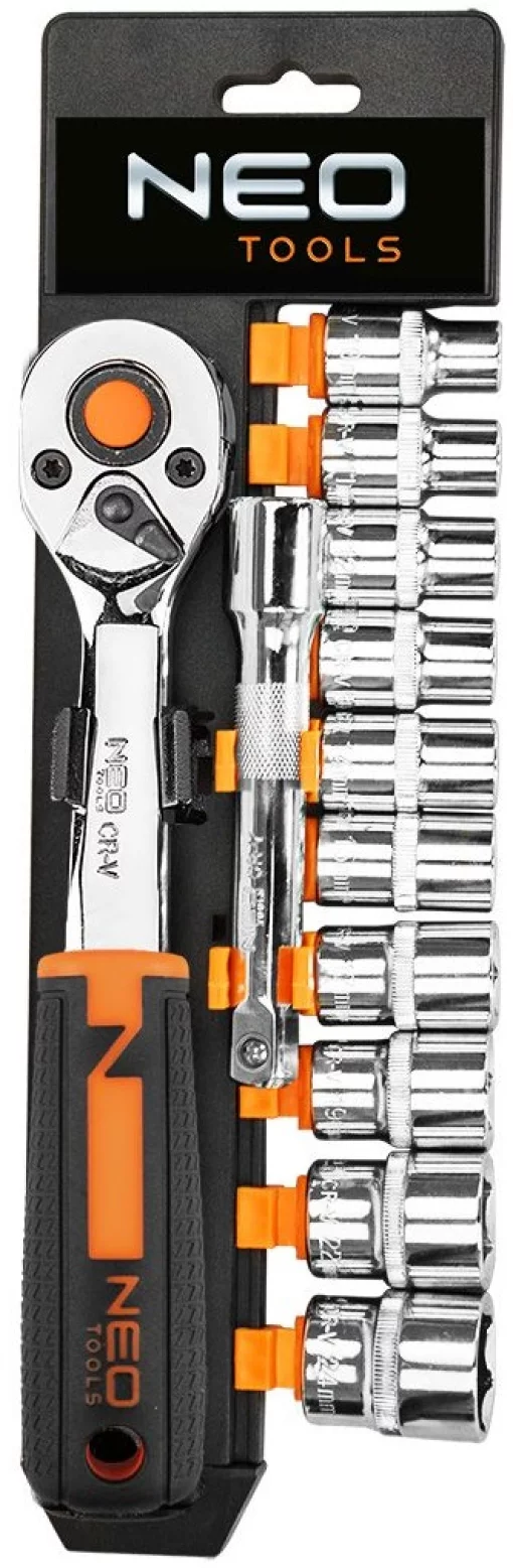 Набір торцевих головок Neo Tools, 3/8", тріскачка 90 зубців, CrV, 12шт